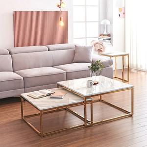 나무뜰 몬스 대리석 골드 확장형 사각 소파 테이블 세트 KEF050