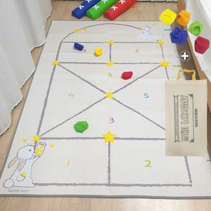 국산 월드토이 토끼 사방치기 매트 땅따먹기 오재미 놀이 유아 어린이 아이방 거실 러그 (오재미+가방)