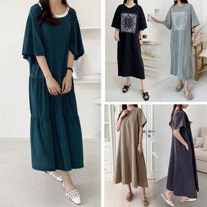 [아이우먼]무배 빅사이즈 쉬폰 쿨 원피스 롱 캉캉 플레어 66-110