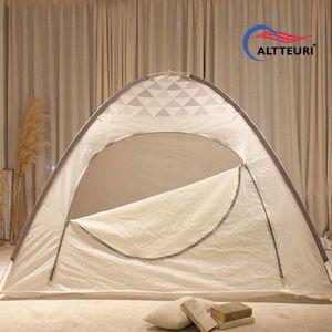 [NS홈쇼핑]트리플 원터치 난방텐트 그레이 더블용/방한텐트 침대텐트 보온텐트 실내텐트 수면텐트 겨울..