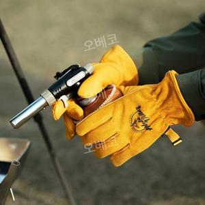캠핑 내열 장갑	화로 코팅 방염 아웃도어 방지 화로 찔림방지 불멍 BBQ 보호 스포츠 소가죽