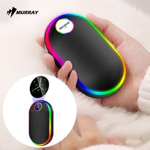 머레이 (레인보우 LED_블랙) 양면 쾌속 발열 대용량 보조배터리 충전식 손난로 전기 전자 핫팩 휴대용 손날로