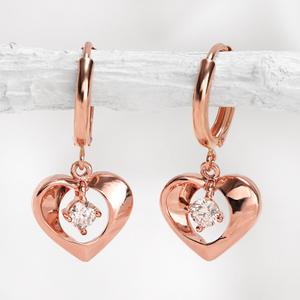 14K 18K 원터치 귀걸이 모이사나이트 시뮬럿다이아 아리엘 여성 패션 핑크골드 하트 금귀걸이