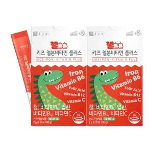 종근당 젤튼튼 키즈 철분비타민 플러스 30포 X 2개 딸기맛 성장기 어린이