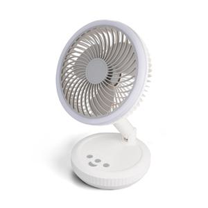 무선 탁상용 선풍기 C타입 충전식 미니 접이식 저소음 회전 지원 화장대 LED 라이트 /탁상 선풍기 WISEIS997