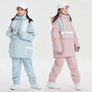 남자 여자 스키복 남성 여성 보드복 세트 여아용 방수 따뜻한 스키 바지 남아용 어린이 슈트 후드 오버올