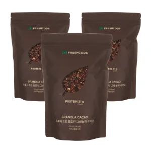 프레시코드 프로틴 그래놀라 카카오 330g 3개 시리얼 간식