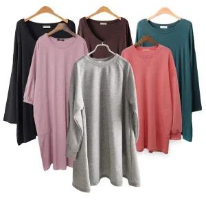 [아이우먼]중년 큰옷 임부복 엄마 빅사이즈 기모 면 원피스 롱티_P371471953