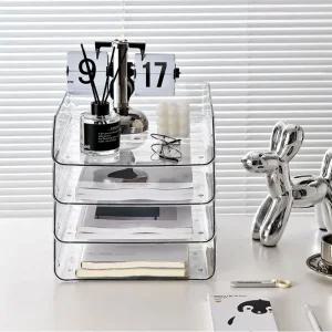 문서 파일 서류 투명 아크릴 A4용지보관함/오피스/사무실/학교/가정용/오픈형/받침대/정리함/트레이/보관