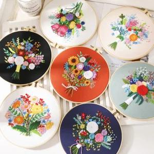 프랑스 자수 DIY 패키지 꽃 십자수 세트 키트 취미생활
