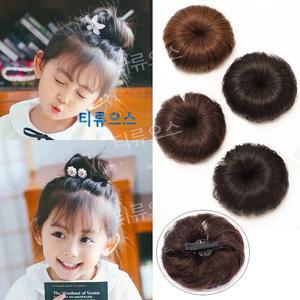 티류으스 귀여운 아기 가발 집게 리얼 똥머리 여아 헤어핀 백일 돌 사진