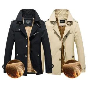 [지스캇]  겨울 기모 지퍼포인트 하프 트렌치 코트