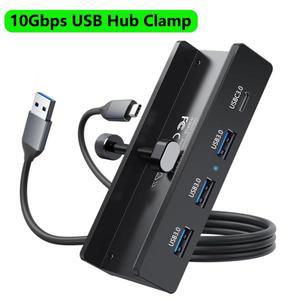 10Gbps USB 허브 클램프 USB3.2/3.0/2.0 분배기 어댑터 iMac Macbook 용 외부 멀티 클립 도크 Lenovo 데스