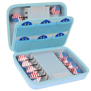 GWCASE 다트 케이스 블루 i##e#s: 강철 및 소프트 팁 16개용 ^^ 휴대용 보관 홀더 샤프트 비행에 적합 박스 전용 :i#e#s