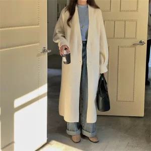 빅사이즈 니트 롱 가디건 봄 가을 겨울