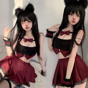 리본튜브스쿨미즈 코레 섹시 망사 란제리 이지