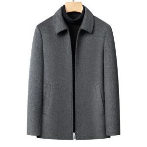 남성 출근룩 하프 코트 추동 코튼 울 양면 칼라 솔리드 구스다운 보온 캐주얼 자켓 힛템