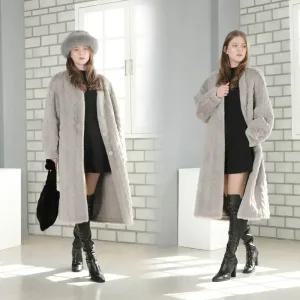 엘림모피 FAUX밍크클랙식 롱가디건 코트