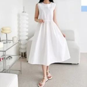 KSS 2596 여자플레어 레이어드나시롱원피스 흰색 민소매 여름 시원한 봄원피스