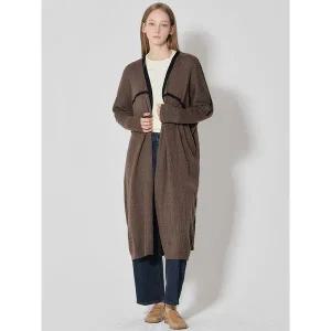 [하프클럽/]울 배색 모던 롱 니트 가디건 (택가격 179000원)