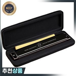 케이스  옥타브 트레몰로 하모니카 C 튠 전문 입 악기   어린이 하프 입 28 홀
