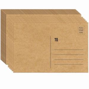 우편용 Pinovk 100개 크래프트 4x6 브라운 빈 엽서 - DIY 프로젝트 및 아트워크용 300gsm/14pt 용지가 포함된 수채화 세트