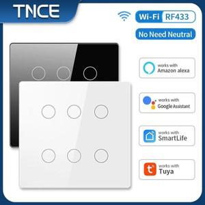 TNCE Tuya WiFi 브라질 4x4 스마트 터치 스위치 패널 4/6 갱 전등 중립선 없음, Alexa Google 홈으로 음성