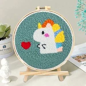 [콩심팥심]이시아르 집콕 털실 펀칭 자수 유니콘 패키지세트