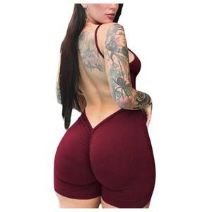 고글리터 여성용 백리스 롬퍼스 원피스 운동 점프수트 오픈 백 러쉬 짐 반바지 바디수트 유니타드 드레시 2025