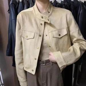 스웨이드 자켓 재킷 가죽 점퍼 겨울 세무 슬리밍 루즈핏 여성 가을 스타일 디자인 얇은 겉옷 숏 코트 폴리