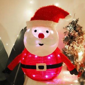 크리스마스 장식 산타클로스 장식, 2피트 프리 라이트 45LED 업 접이식 산타 실내 야외 트리 가든 야드 홈 파티 장식을 위해 금속 스탠드가 있는 팝업