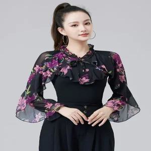 방송댄스의상 라인댄스복 댄스스포츠 라틴 줌바 상의 여성 사교