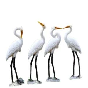 백로 조형물 장식 마당 연못 저수지 오브제 데코 펜션 두루미 뒤돌아보는 호수 녹지 조각상