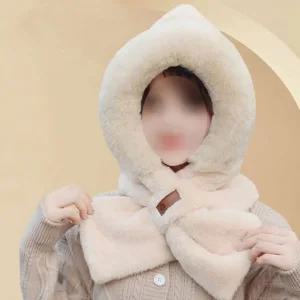 밍크털 일체형 후드목도리 머플러 워머