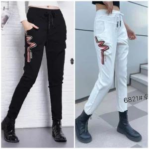 봉숙이 웨이브 2025 겨울 기모 신상 따뜻한 여성 스판 허리 밴딩 여자 배기 면 고무줄 팬츠 블랙 검정 화이트 흰 색 베기 9부 긴 바지