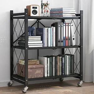 접이식 철제 선반 다용도 간편 3단 폴딩 철제 선반 수납 이동식 수납장 캐리어 바퀴형 조립식 틈새 간이