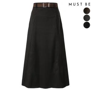 여성 스웨이드 벨트세트 기모 롱스커트
