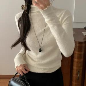 [코코블랑] 포근 모크넥 스판 티셔츠