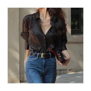 아이엠몽 여성용 실츠 실크 루즈핏 셔츠