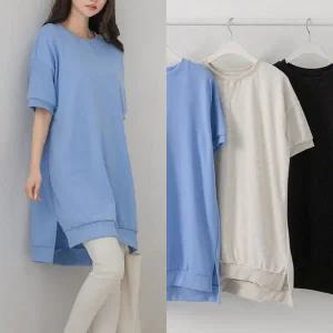 [보리보리/마미누리]반팔 브이롱티 밑단트임 임산부 데일리룩 봄 여름 임부복