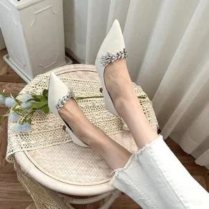 [SBC98IV]뾰족코 큐빅 오피스구두 포인트 미들굽힐 4f