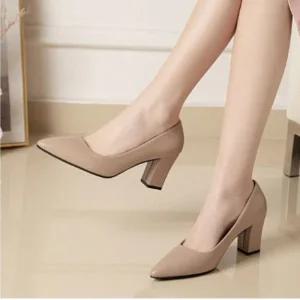 [SBCYIYY]기본 펌프스힐 뾰족 구두 미들 사각굽 1P