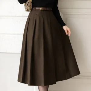 XXL까지) 레모리 하이웨스트 플리츠 롱스커트 겨울 하객룩 오피스룩 모임룩 격식룩 연말룩 빅사이즈