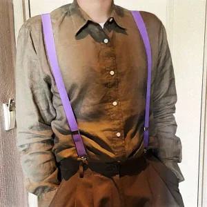 퍼플 무지 작업용 정장 빅사이즈 서스펜더 멜빵