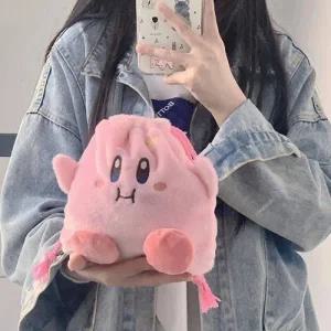 ( )귀여운 커비 파우치 여행용 휴대용 다용도 뽀글이 미니 화장품 이너백 주머니 생리대 세면도구