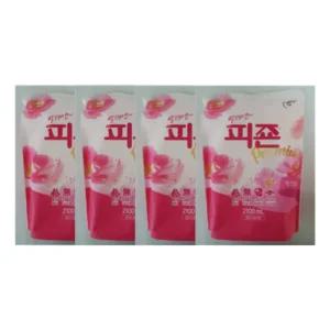 리필팩 섬유유연제 2100ml 대용량 4개입 대용량팩 핑크로즈향 세탁세제 리필
