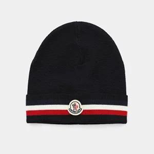 [몽클레어]몽클레어 25FW 패치로고 삼선라인 울 공용 비니 3B00076 A9575 742