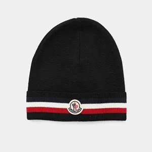 [몽클레어]몽클레어 25FW 패치로고 삼선라인 울 공용 비니 3B00076 A9575 999