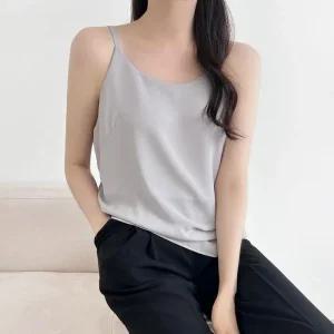 여자 오피스룩 이너나시 무채색 끈 블라우스_3