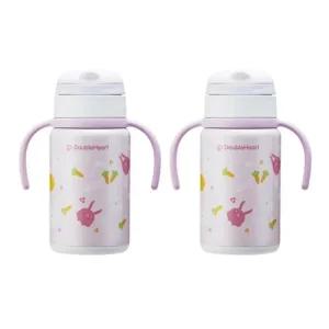 더블하트 스테인리스 빨대컵 휴대용 겨울 보온병 2개